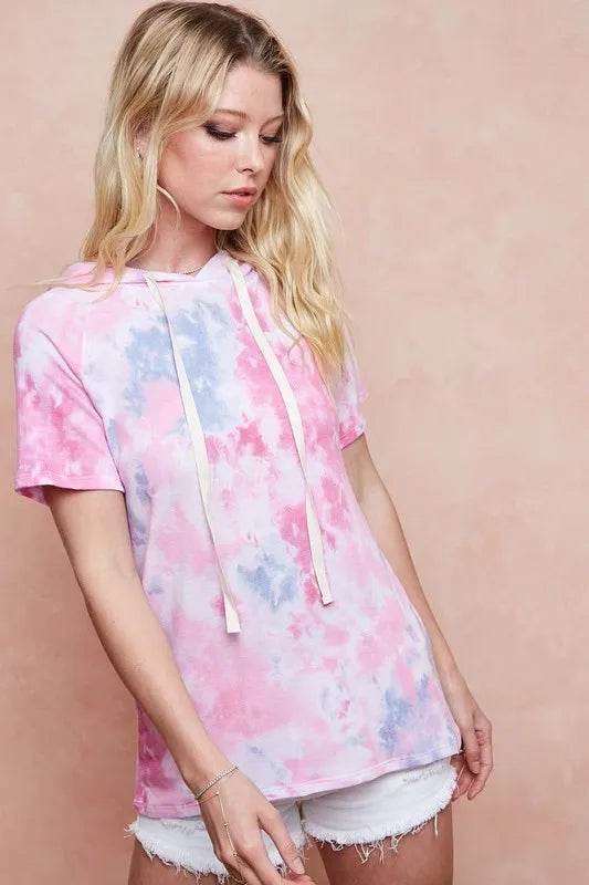 Tie Dye Terry Hoodie with Drawstring