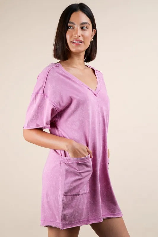 Plus Size Mineral Washed Casual Knit Romper