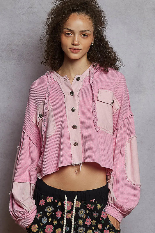 Vintage-Inspired Corduroy Cropped Hoodie Jacket