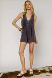 Lace-Up Front Sleeveless Jumpsuit
