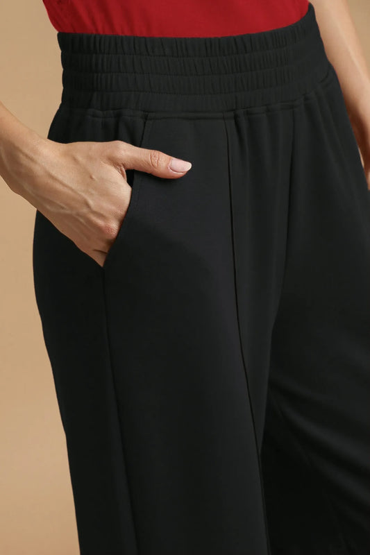 Elastic Waist Jogger Pants with Seam Accent