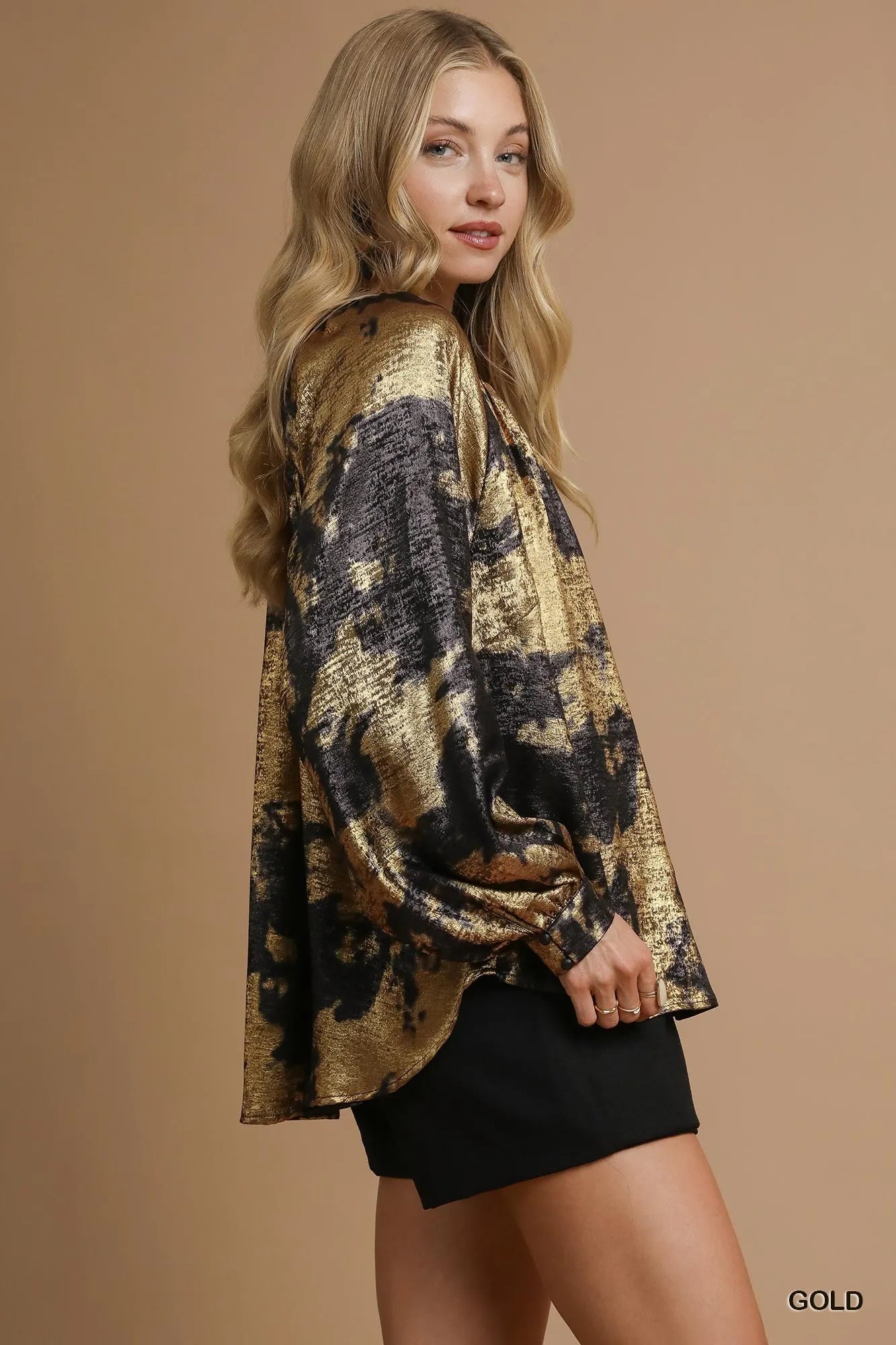 Glamorous Balloon Sleeve Metallic Blouse