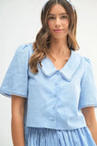 Collared Button Down Crop Top and Skort Set