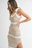 Striped Rib Knit Midi Dress