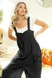Gauze Button-Up Pocketed Overall Romper
