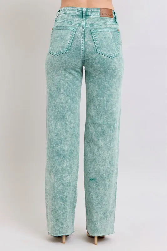 Full Size High Waist Garment Dyed Raw Hem Dad Jean Plus Size