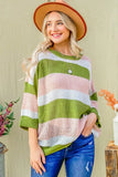 Multi Striped Mesh Pullover Spring Sweater