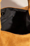 Caramel Faux Suede Handbag with Silver Studs