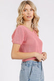 Mittoshop V-Neck Short Sleeve Crop Sweater