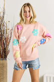 Full Size Flower Popped Sweater