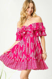 Boho-Inspired Ruffled Mini Dress with Paisley Charm