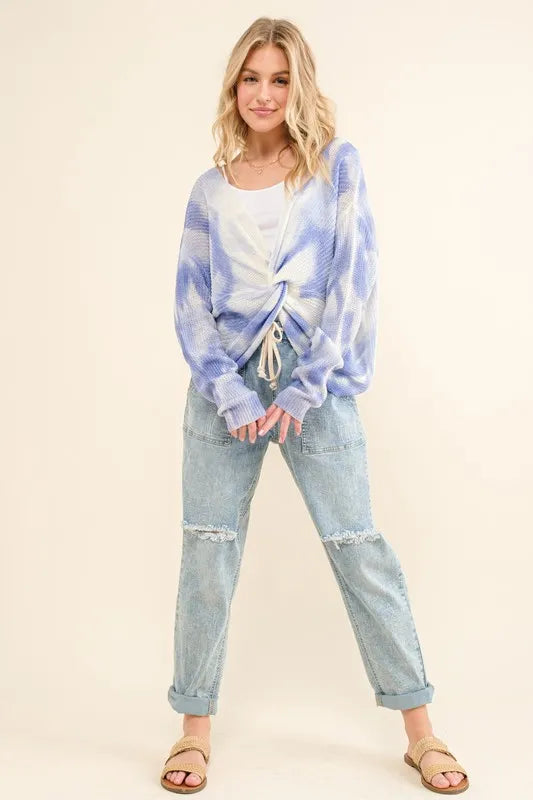 Blue Tie Dye Twisted Sweater