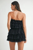 Ruffle Layered Crop Top and Mini Skirt Set