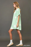 Playful Print Button-Down Puff Sleeve Mini Dress