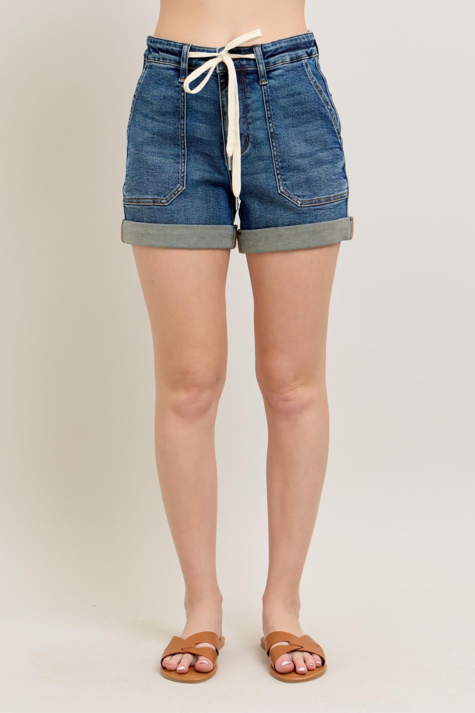 Full Size High Rise Cuff Denim Shorts Plus Size
