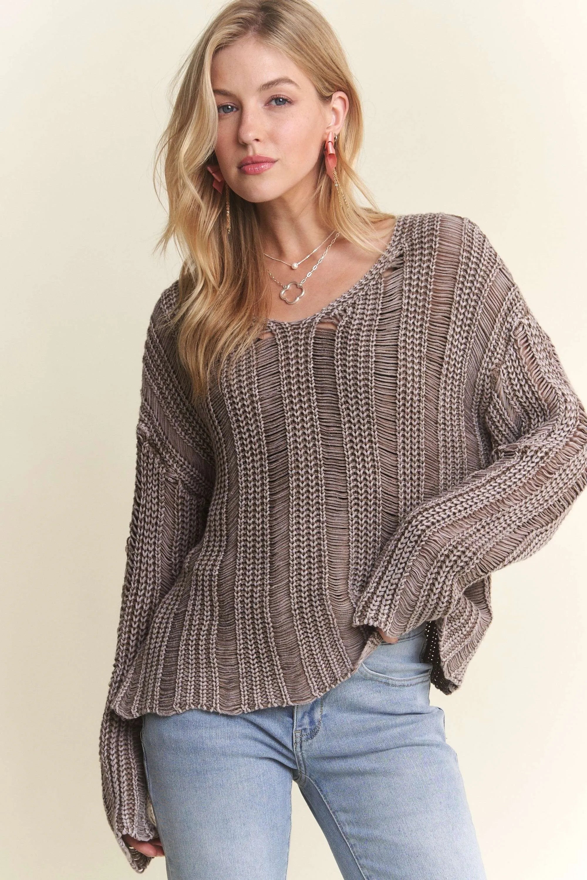 Distressed Mineral Washed Sweater
