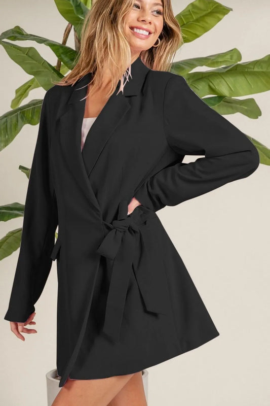 Wrap Tie Detailed Long Blazer