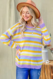 Multi Striped Mesh Pullover Spring Sweater
