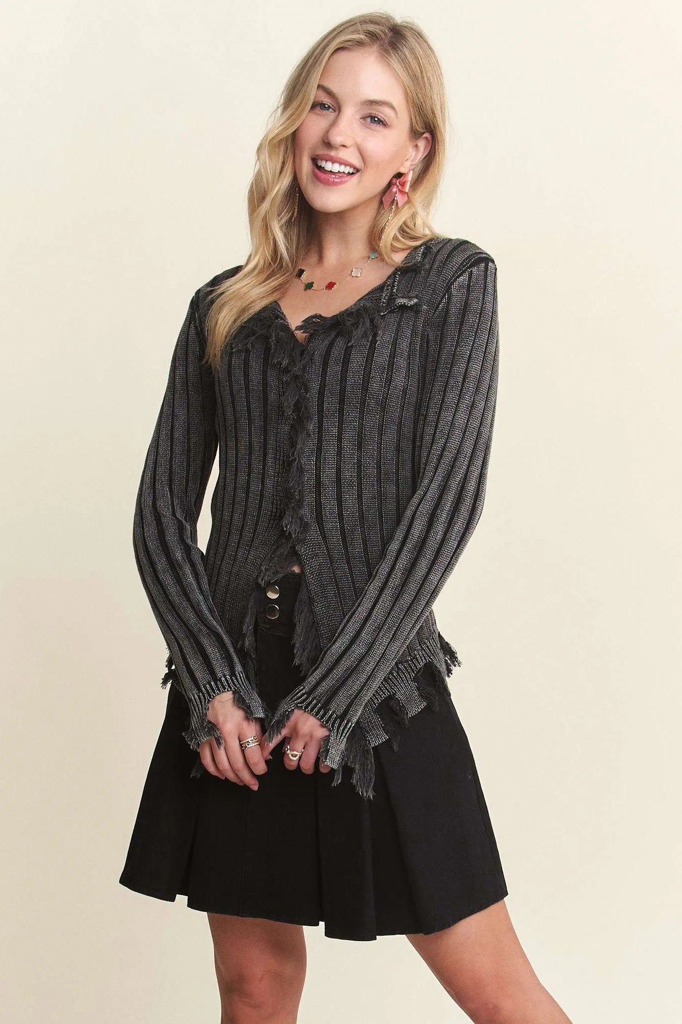 Distressed Edge Washed Sweater