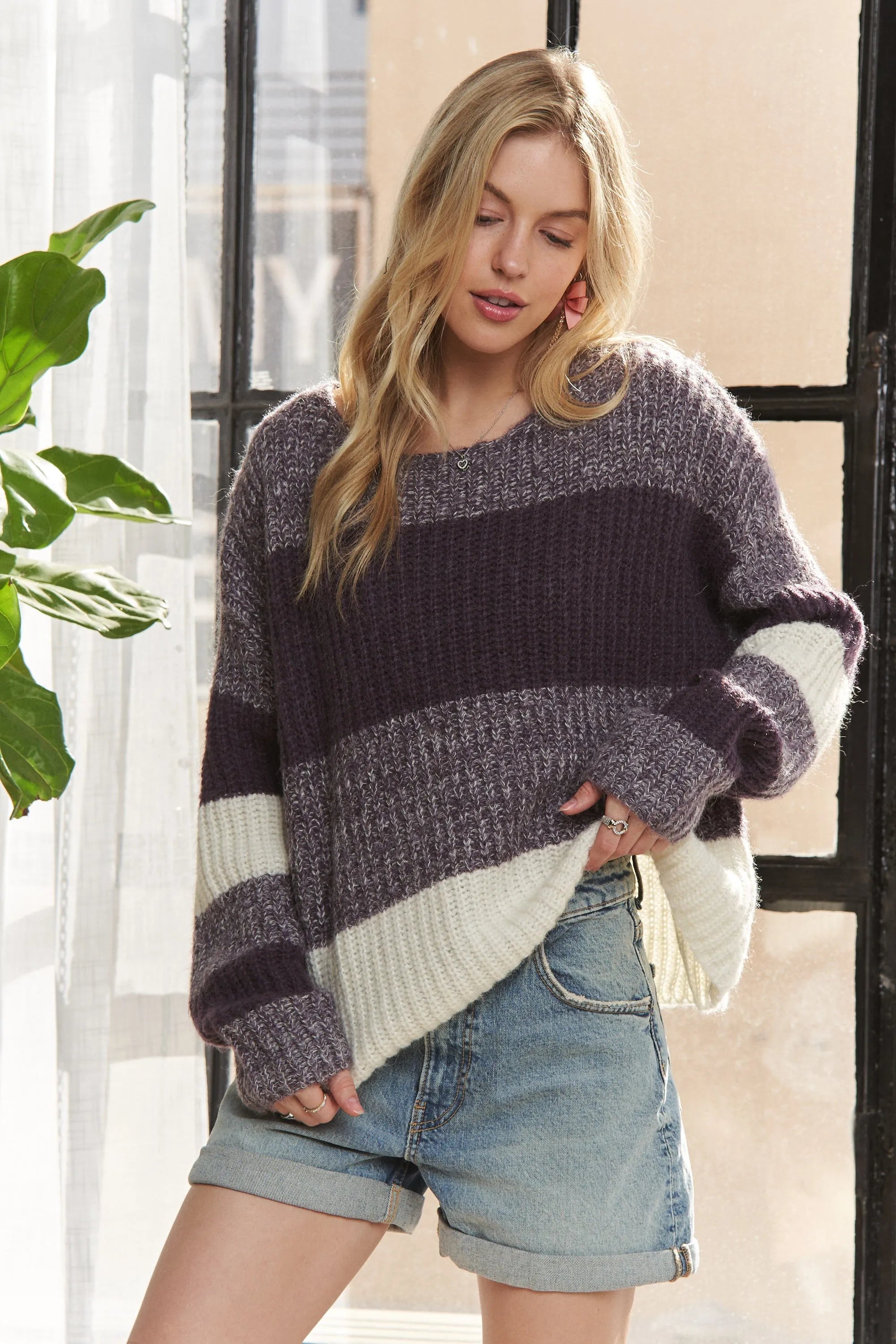 Long Sleeve Color Block Sweater