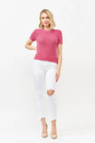 Washed Short Sleeve Light Weight Sweater