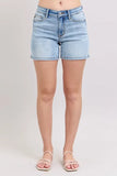 Mid Rise Washed Denim Shorts