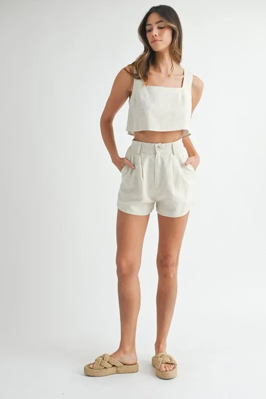 Sleeveless Crop Top and Shorts Set