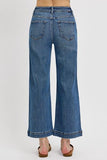 Full Size High Rise Crop Wide Leg Front Yoke Detail Jeans Plus Size