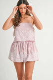 Embroidered Crop Cami and Balloon Mini Skirt Set