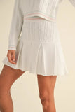 V-Neck Varsity Crop Knit Sweater and Skirt Set