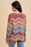 Multi Color Zig-Zag Round Neck Sweater