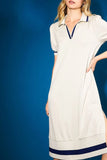 Polo Collar Contrast Trim Midi Dress