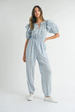 Eyelet Lace Ruffle Shoulder Jumpsuit