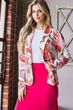 Full Size Shawl Floral Open Blazers Plus Size