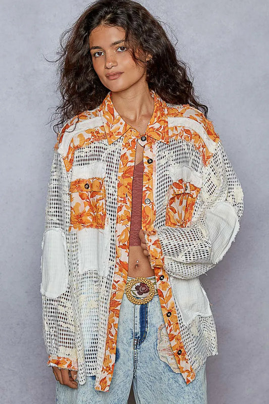 Paisley Crochet Layered Blouse Shirt