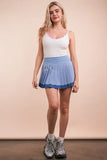 Two Tone Pleated Activewear Mini Skirt with Shorts