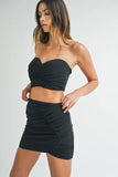 Ruched Tube Crop Top and Skirt Set