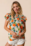 Multi Color Floral Print Woven Top