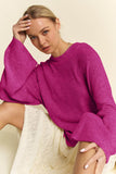 High-Low Round Neck Drop Shoulder Sweater