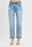 High Waist Ankle-Cut Relaxed Distressed Jeans