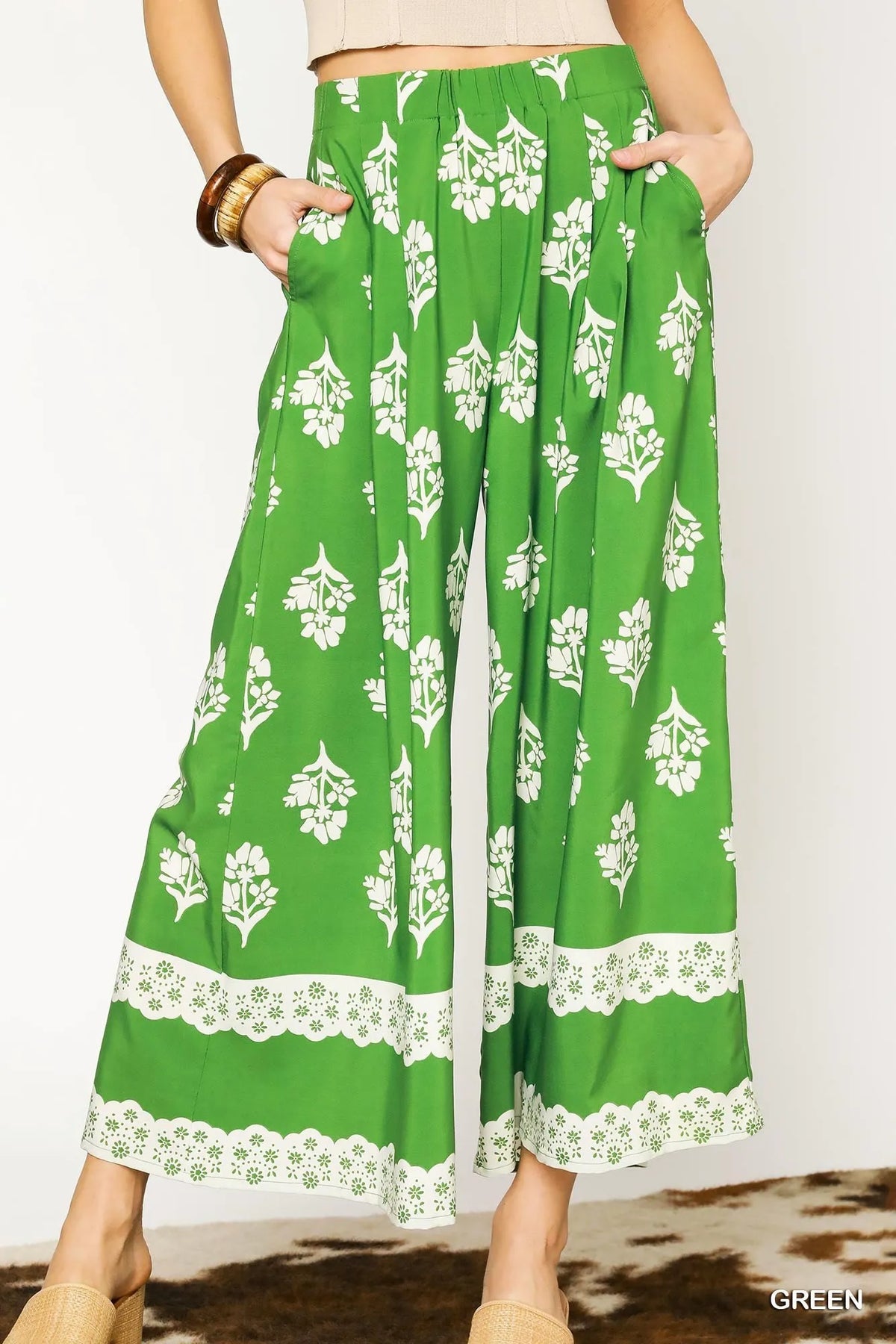 Boho Floral Palazzo Wide-Leg Pants