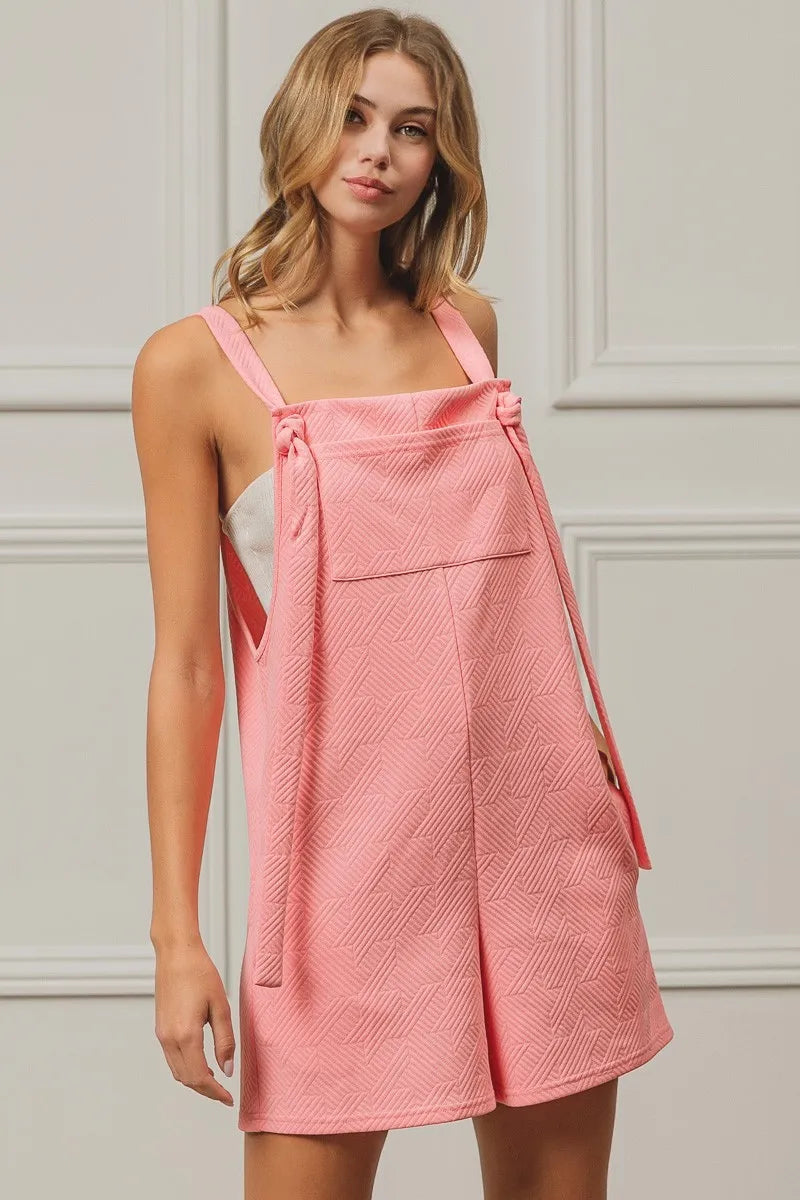 Texured Jacquard Romper with Side Pockets