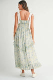 Floral Printed Shoulder Strap Midi Dress