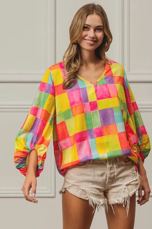 Multi Block Bubble Pop Ballon Top