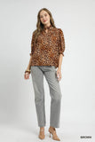 Fierce Ruffle Neck Animal Print Blouse