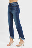 High Rise Crop Bootcut Fray Hem Jeans
