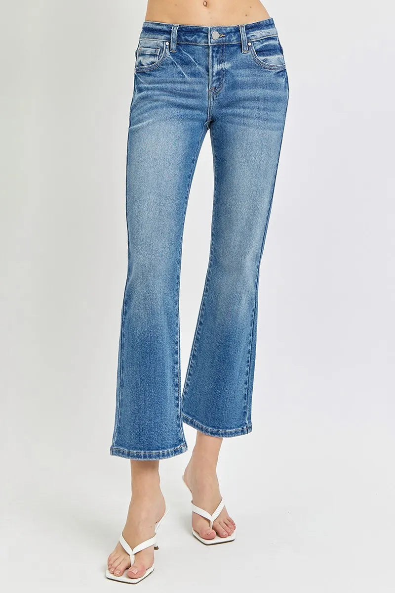 Full Size Modern Cut Cropped Flare Denim