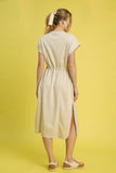 Self-Tie Short Sleeve Midi Dress