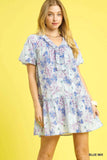 Whimsical Puff Sleeve Ruffled Floral Mini Dress