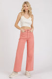 Twill Patch Pocket High Rise Wide Leg Pants